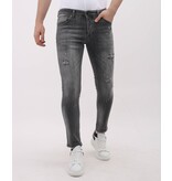 Mario Morato Stonewashed Slim Fit Jeans mit Rissen Herren – MM-S-115 – Grau