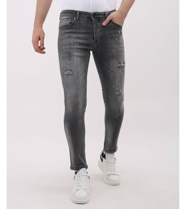 Mario Morato Stonewashed Slim Fit Jeans mit Rissen Herren – MM-S-115 – Grau