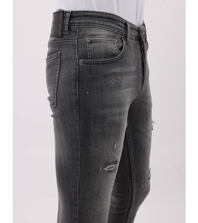 Mario Morato Stonewashed Slim Fit Jeans mit Rissen Herren – MM-S-115 – Grau