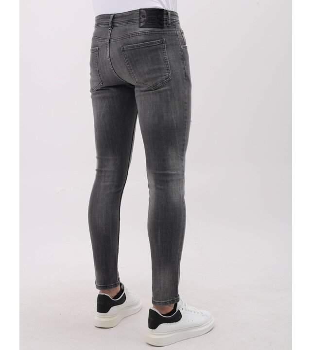 Mario Morato Stonewashed Slim Fit Jeans mit Rissen Herren – MM-S-115 – Grau