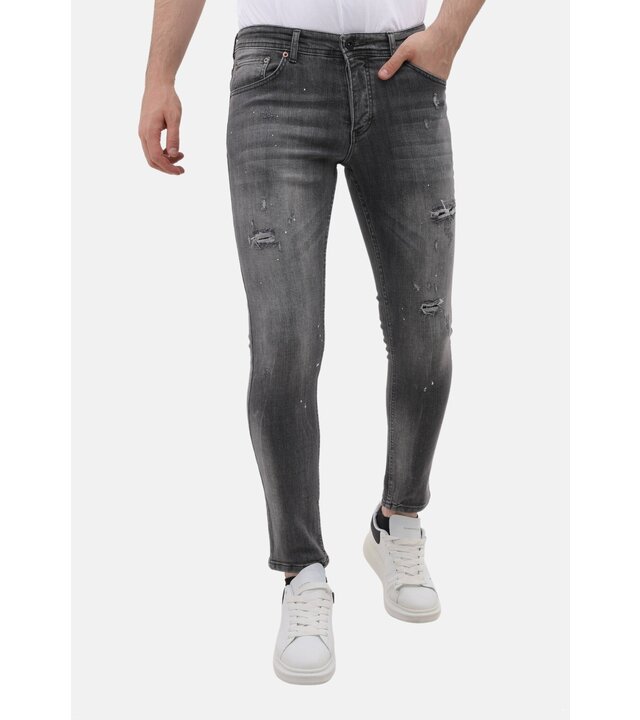 Mario Morato Stonewashed Slim Fit Jeans mit Rissen Herren – MM-S-115 – Grau