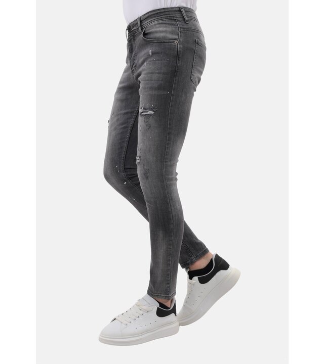 Mario Morato Stonewashed Slim Fit Jeans mit Rissen Herren – MM-S-115 – Grau