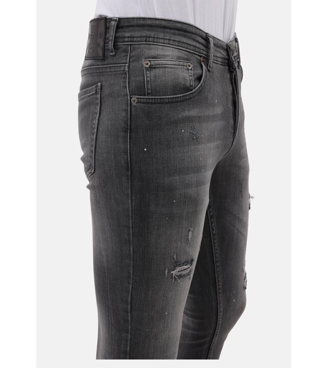 Mario Morato Stonewashed Slim Fit Jeans mit Rissen Herren – MM-S-115 – Grau