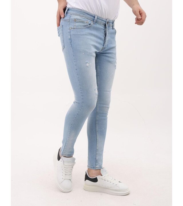 Mario Morato Slim Fit Stretch-Herrenjeans mit Farbe und Löchern – MM-S-108 – Blau
