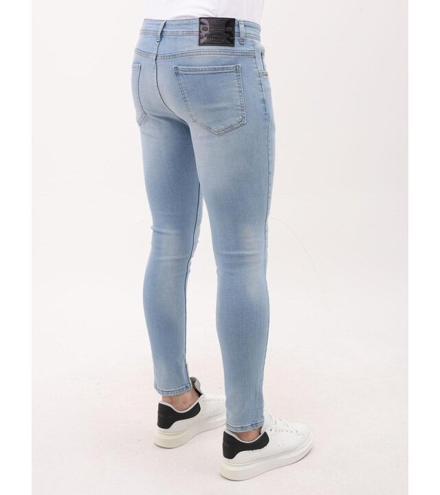 Mario Morato Slim Fit Stretch-Herrenjeans mit Farbe und Löchern – MM-S-108 – Blau