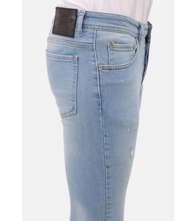 Mario Morato Slim Fit Stretch-Herrenjeans mit Farbe und Löchern – MM-S-108 – Blau