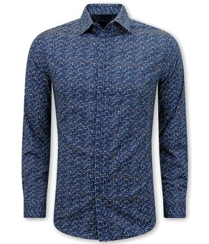 Bread & Buttons Bluse Herren Langarm - Bluse Herren Slim Fit - Blau