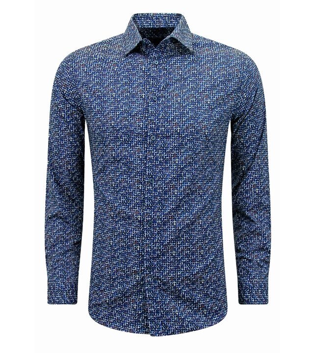 Bread & Buttons Bluse Herren Langarm - Bluse Herren Slim Fit - Blau