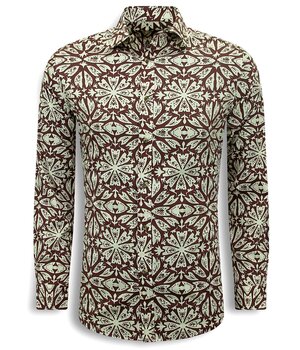 Bread & Buttons Herrenhemden Langarm - Bluse Herren Erwachsene - Slim Fit - Bordeaux