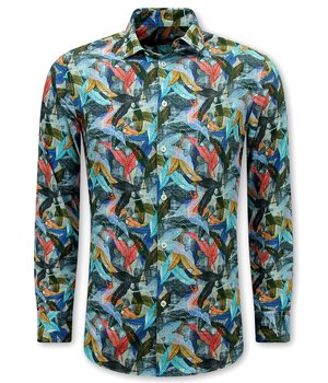 Bread & Buttons Herrenbluse mit langen Ärmeln – Herrenhemd Slim Fit – Blau