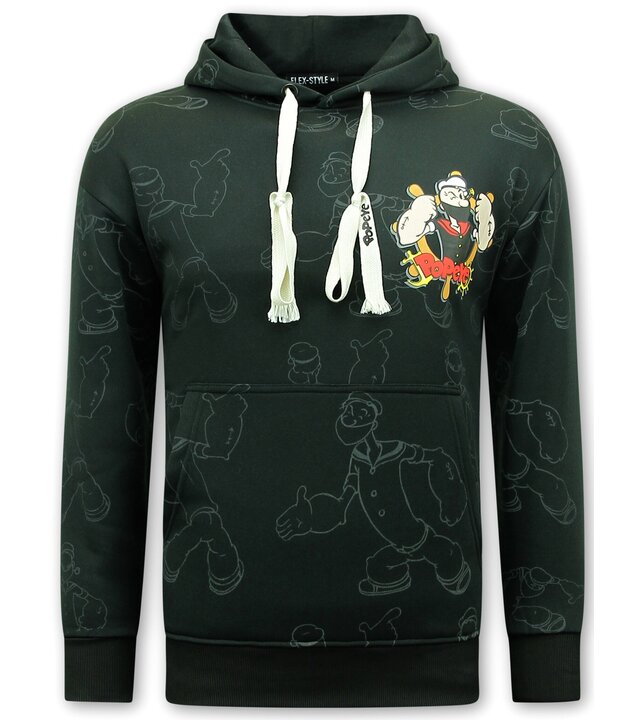 Top Star Herren-Hoodie mit Kapuze – Popeye – Schwarz