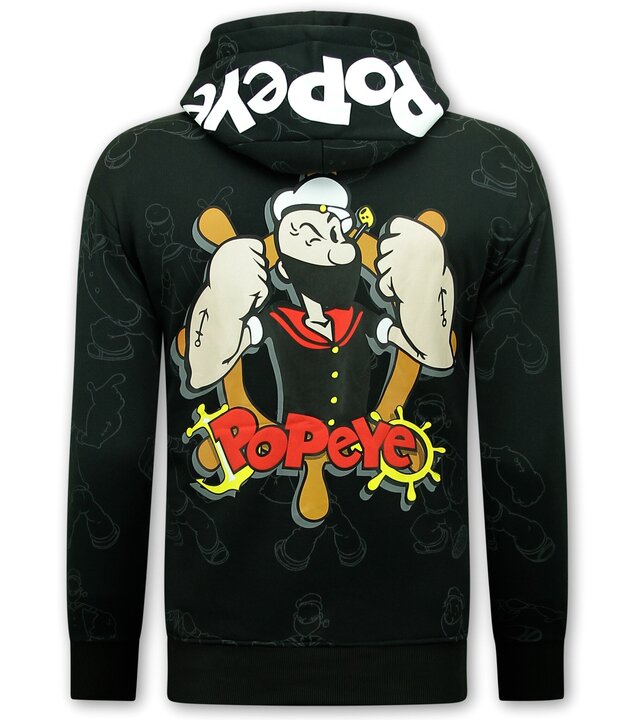 Top Star Herren-Hoodie mit Kapuze – Popeye – Schwarz