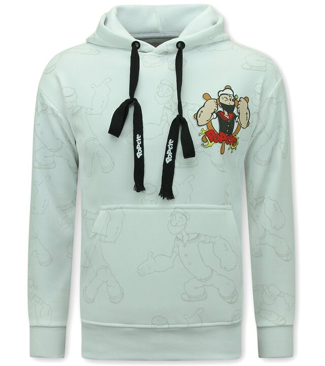 Top Star Kapuzenpullover Herren mit Kapuze - Popeye - Weiß