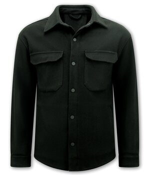 Enos Herren-Flanell-Overshirt mit Taschen – 501 – Schwarz