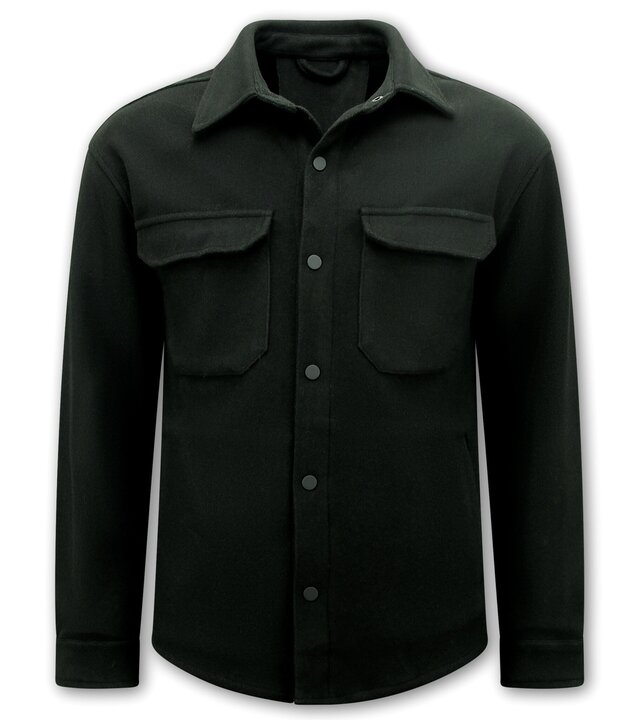 Enos Herren-Flanell-Overshirt mit Taschen – 501 – Schwarz
