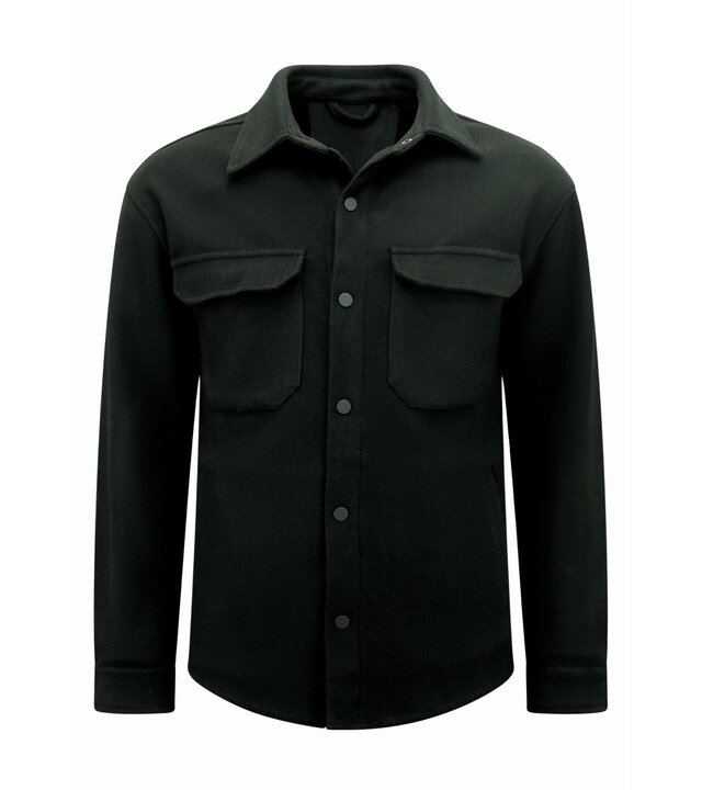 Enos Herren-Flanell-Overshirt mit Taschen – 501 – Schwarz