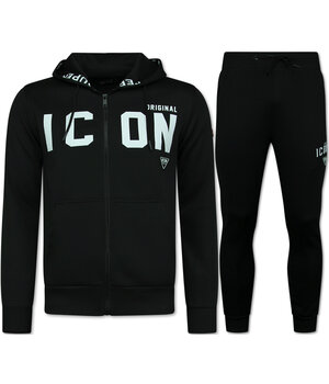TopStar ICON Trainingsanzug Herren - Jogginganzug Erwachsene - Heimanzug - Set Herren - 11677 - Schwarz