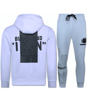 TopStar ICON Sweater Twinset Black Print - Jogginganzug Herren Erwachsene - Trainingsanzüge Herren - Heimanzug - 3789 - Weiß