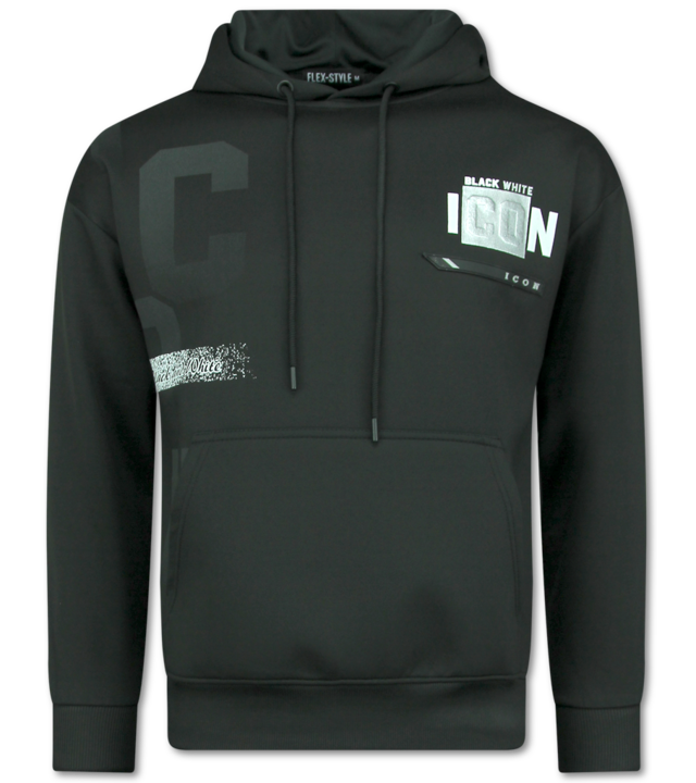 TopStar ICON Hoodie Silver Print - Jogginganzug Herren Erwachsene - Trainingsanzüge Herren - 3789 - Schwarz