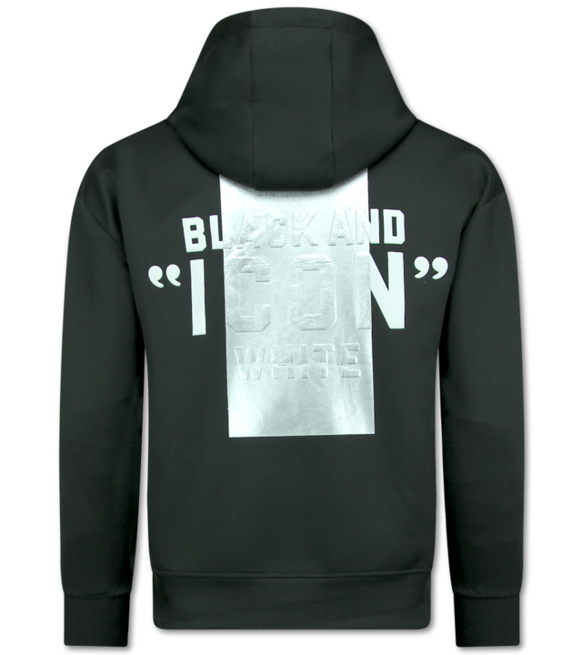 TopStar ICON Hoodie Silver Print - Jogginganzug Herren Erwachsene - Trainingsanzüge Herren - 3789 - Schwarz