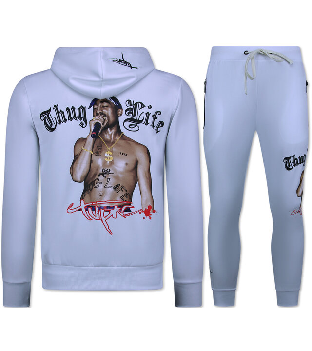 TopStar 2Pac Jogginganzug Herren - Tupac Trainingsanzüge Herren - Heimanzug Herren Erwachsene - 3390 - Weiß