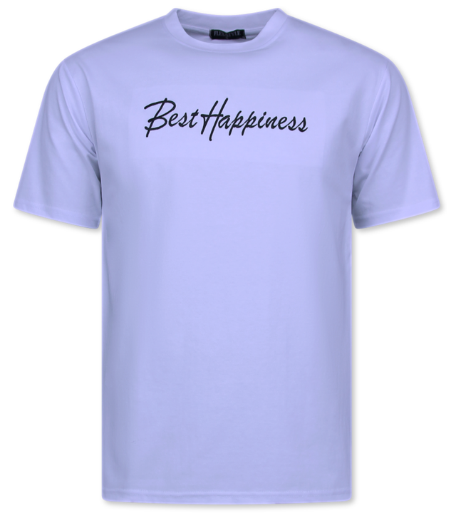 Top Star Weiße T-Shirts Herren Rundhals - Oversized T-Shirt Herren - Lustiges Shirt - Happiness - 688 - Weiß