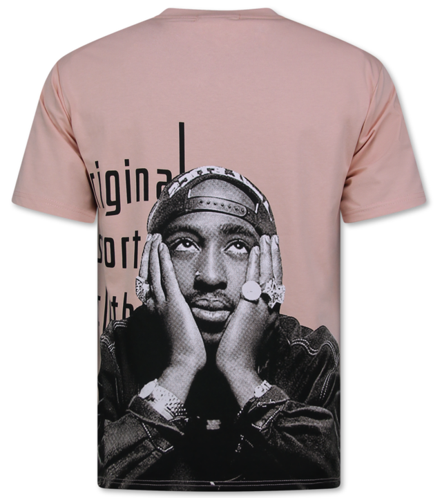 Top Star Tupac Shirt - T-Shirt Herren mit Aufdruck - Oversized T-Shirt Herren - Lustiges Shirt - 697 - Pink
