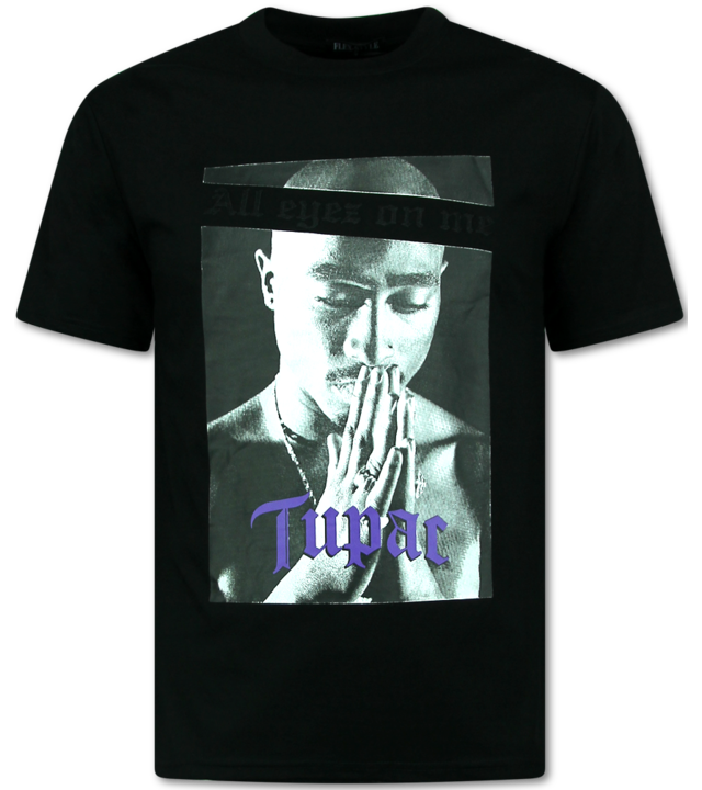 Top Star Tupac - Oversized T-Shirt Herren - All Eyez on Me - T-Shirt Herren mit Aufdruck - 685 - Schwarz