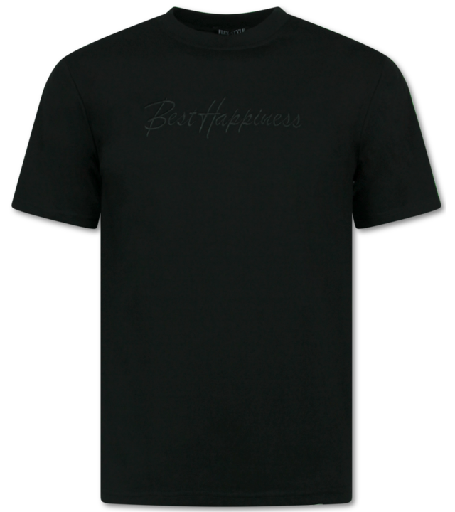 Top Star T-Shirt Herren mit Print Funny - Oversized T-Shirt Herren - Happiness - 688 - Schwarz