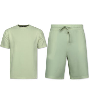 Enos Sommerset Herren - Gerippt Oversized - Zweiteiler - Twinset - Co ord Set - 918 - Beige
