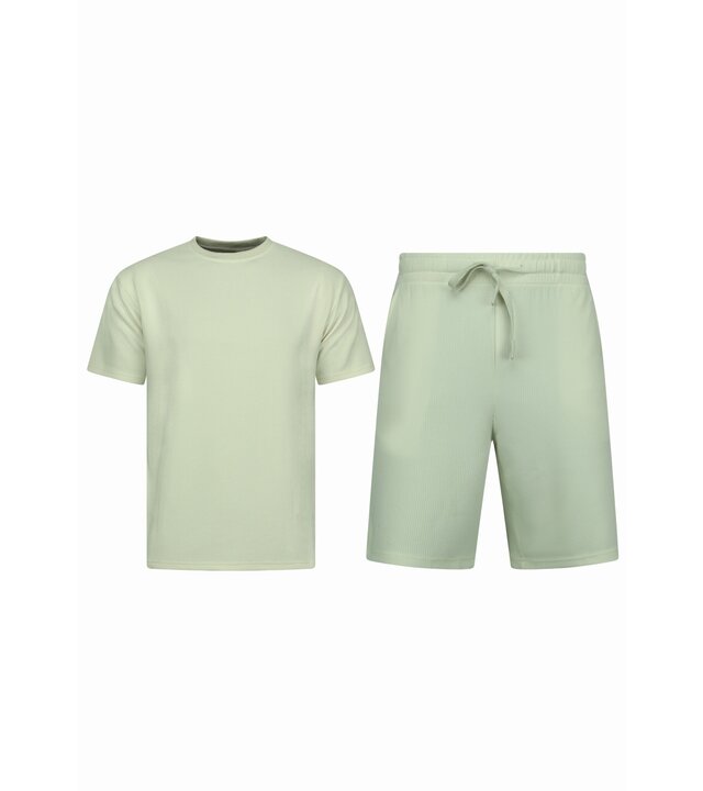 Enos Sommerset Herren - Gerippt Oversized - Zweiteiler - Twinset - Co ord Set - 918 - Beige