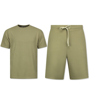 Enos Sommerset Herren - Gerippt Oversized - Zweiteiler - Twinset - Co ord Set - 918 - Braun