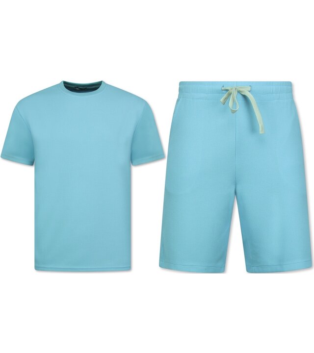 Enos Sommerset Herren - Gerippt Oversized - Zweiteiler - Twinset - Co ord Set - 918 - Türkis