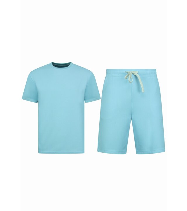 Enos Sommerset Herren - Gerippt Oversized - Zweiteiler - Twinset - Co ord Set - 918 - Türkis