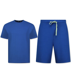 Enos Sommerset Herren - Gerippt Oversized - Zweiteiler - Twinset - Co ord Set - 918 - Blau