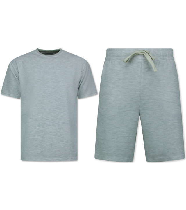 Enos Sommerset Herren - Gerippt Oversized - Zweiteiler - Twinset - Co ord Set - 918 - Grau