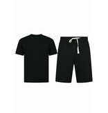 Enos Sommerset Herren - Gerippt Oversized - Zweiteiler - Twinset - Co ord Set - 918 - Schwarz