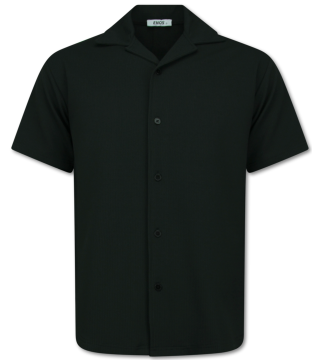 Enos Twinset - Geripptes Oversized Shirt - Sommerset Herren - Zweiteiler - Co ord Set - 915 - Schwarz