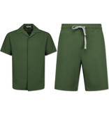 Enos Twinset - Geripptes Oversized Shirt - Sommerset Herren - Zweiteiler - Co ord Set - 915 - Grün