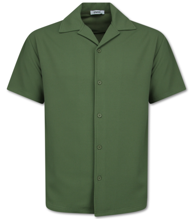 Enos Twinset - Geripptes Oversized Shirt - Sommerset Herren - Zweiteiler - Co ord Set - 915 - Grün