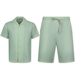 Enos Twinset - Ribbed Oversized Shirt - Sommerset Herren - Zweiteiler - Co ord Set - 915 - Beige