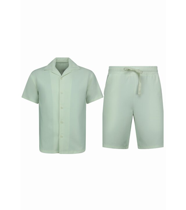 Enos Twinset - Ribbed Oversized Shirt - Sommerset Herren - Zweiteiler - Co ord Set - 915 - Beige