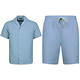 Geripptes Oversized Shirt - Sommerset Herren - Zweiteiler - Co ord Set - 0095 - Blau
