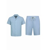 Martina Geripptes Oversized Shirt - Sommerset Herren - Zweiteiler - Co ord Set - 0095 - Blau