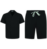 Martina Geripptes Oversized Shirt - Sommerset Herren - Zweiteiler - Co ord Set - 0095 - Schwarz