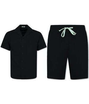 Martina Geripptes Oversized Shirt - Sommerset Herren - Zweiteiler - Co ord Set - 0095 - Schwarz
