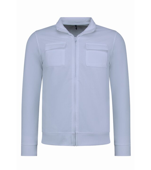 Baker's Herren Unterhemden mit Reißverschluss - Ohne Kapuze - Sweatweste Herren - 579 - Weiß