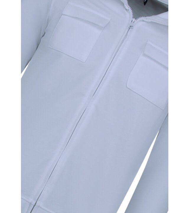 Baker's Herren Unterhemden mit Reißverschluss - Ohne Kapuze - Sweatweste Herren - 579 - Weiß