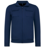 Baker's Herren Unterhemden mit Reißverschluss - Ohne Kapuze - Sweatweste Herren - 579 - Blau