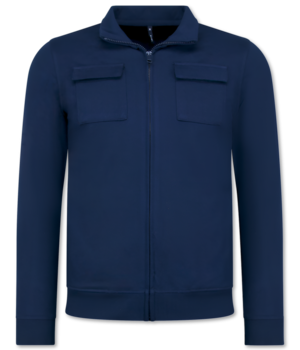 Baker's Herren Unterhemden mit Reißverschluss - Ohne Kapuze - Sweatweste Herren - 579 - Blau